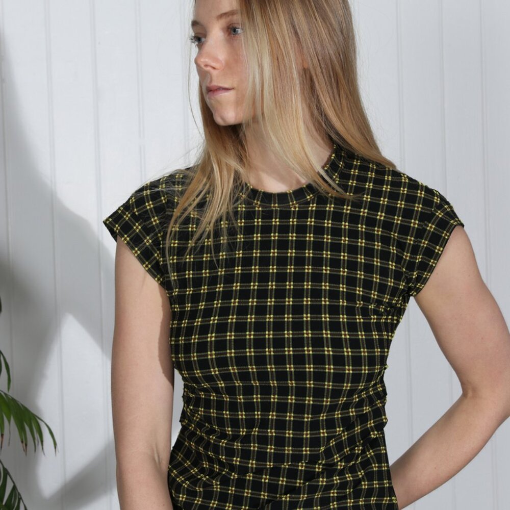 ISO Rachel Comey Dusk Tee - Black/Yellow Plaid - 6, 8 or M
